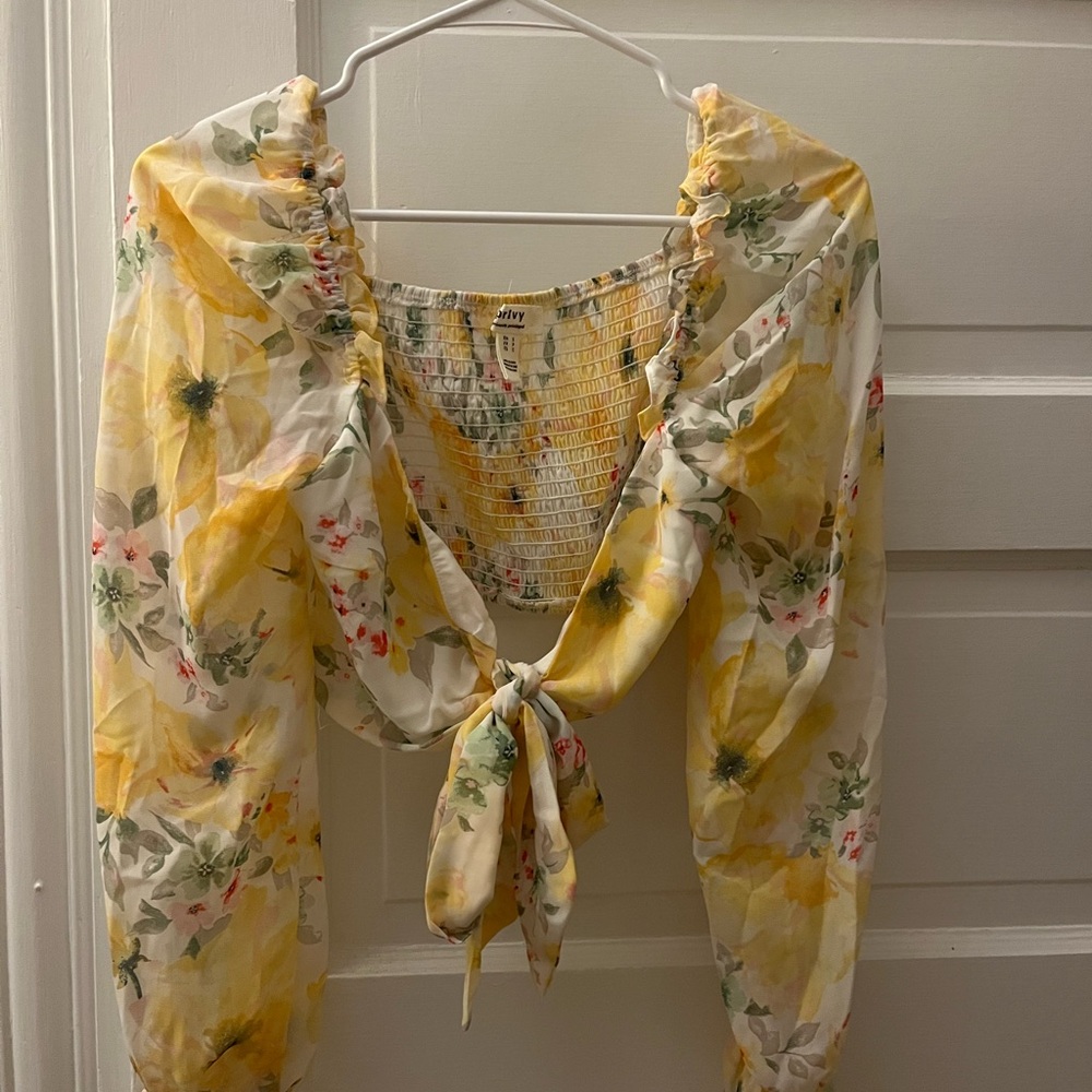 Chic Floral Yellow Blouse